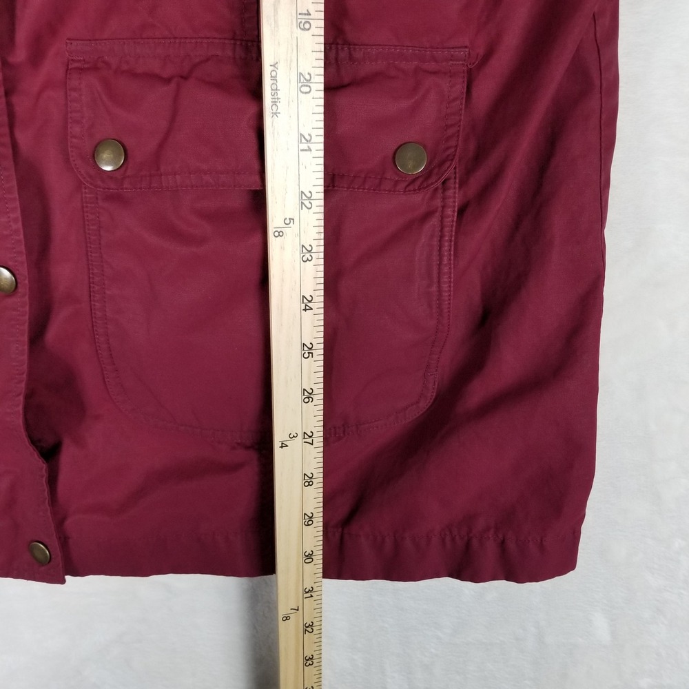 Lands' End Barn Jacket Women 1X Burgundy Plaid Lined Corduroy Trim Utility - Picture 8 of 10